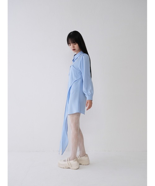 Uenui（ウニュイ）の「キャミソール レイヤード デザイン シャツワンピース（ワンピース・レディース・ブルー/ブラウン/ブラック・FREE）」の16枚目の写真