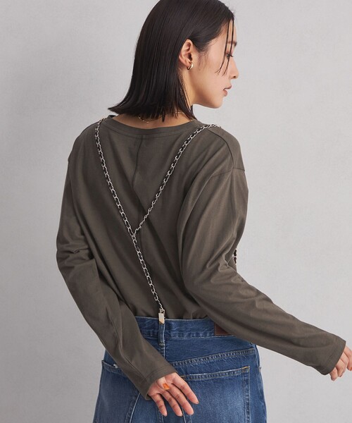 green label relaxing(グリーンレーベルリラクシング)の「<at ease>タイポグラフィック ロングスリーブ カットソー(Tシャツ/カットソー・レディース・ベージュ/ブラウン/ホワイト・FREE)」の8枚目の写真