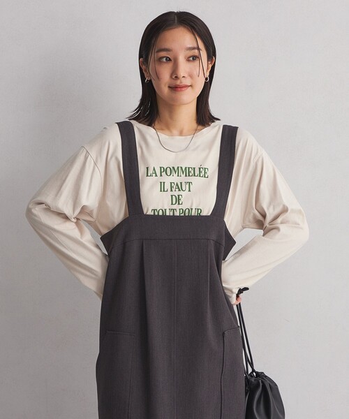 green label relaxing(グリーンレーベルリラクシング)の「<at ease>タイポグラフィック ロングスリーブ カットソー(Tシャツ/カットソー・レディース・ベージュ/ブラウン/ホワイト・FREE)」の10枚目の写真