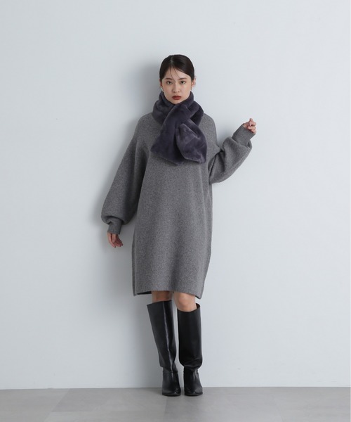 N.（N. Natural Beauty Basic）（エヌエヌナチュラルビューティーベーシック）の「◆フェイクファーティペット（ストール/ショール・レディース・グレー/オフホワイト・ﾌﾘ-）」の11枚目の写真