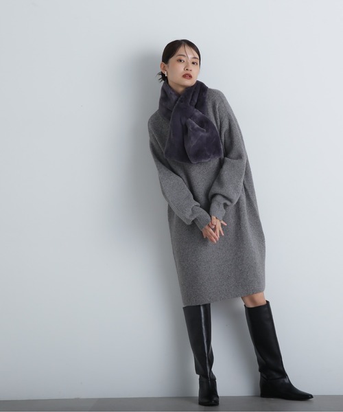 N.（N. Natural Beauty Basic）（エヌエヌナチュラルビューティーベーシック）の「◆フェイクファーティペット（ストール/ショール・レディース・グレー/オフホワイト・ﾌﾘ-）」の13枚目の写真