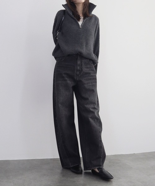 ZOZO限定】2WAYハーフジップオーバーニット 長袖 ハイネック