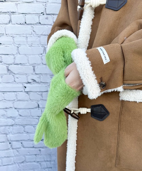 RUBY AND YOU（ルビーアンドユー）の「［select］シャギーニットミトン（手袋・レディース・グリーン/ブルー/パープル/イエロー・FREE）」の2枚目の写真