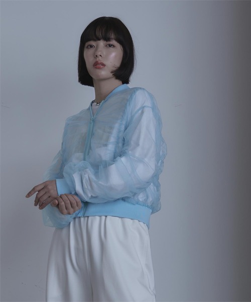 miette（ミエット）の「ギャザーボリュームシアーブルゾン（ブルゾン・レディース・アイボリー/チャコール/ライトブルー・FREE）」の18枚目の写真