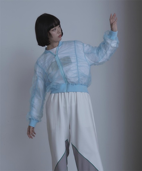 miette（ミエット）の「ギャザーボリュームシアーブルゾン（ブルゾン・レディース・アイボリー/チャコール/ライトブルー・FREE）」の21枚目の写真