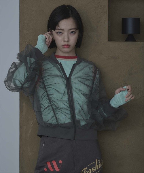 miette（ミエット）の「ギャザーボリュームシアーブルゾン（ブルゾン・レディース・アイボリー/チャコール/ライトブルー・FREE）」の15枚目の写真