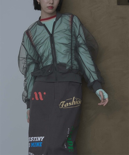 miette（ミエット）の「ギャザーボリュームシアーブルゾン（ブルゾン・レディース・アイボリー/チャコール/ライトブルー・FREE）」の16枚目の写真