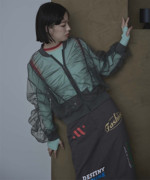 miette（ミエット）の「ギャザーボリュームシアーブルゾン（ブルゾン・レディース・アイボリー/チャコール/ライトブルー・FREE）」の17枚目の写真