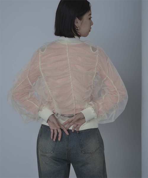 miette（ミエット）の「ギャザーボリュームシアーブルゾン（ブルゾン・レディース・アイボリー/チャコール/ライトブルー・FREE）」の10枚目の写真