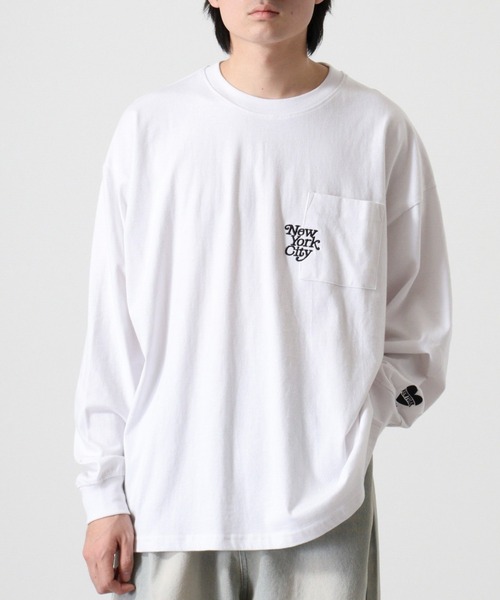 FUNALIVE(ファンアライブ)の「ヘビーウエイトワンポイント刺繍ポケ付きロングTシャツ(Tシャツ/カットソー・メンズ・スミクロ/ブラック/ブラック系その他2/ホワイト系その他2/ブラック系その他3/ブルー/ホワイト/ホワイト系その他3・M/LL/L)」の2枚目の写真