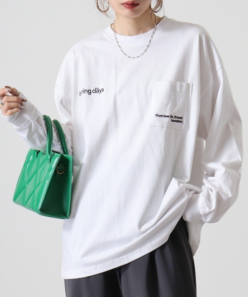 FUNALIVE(ファンアライブ)の「ヘビーウエイトワンポイント刺繍ポケ付きロングTシャツ(Tシャツ/カットソー・メンズ・スミクロ/ブラック/ブラック系その他2/ホワイト系その他2/ブラック系その他3/ブルー/ホワイト/ホワイト系その他3・M/LL/L)」の4枚目の写真