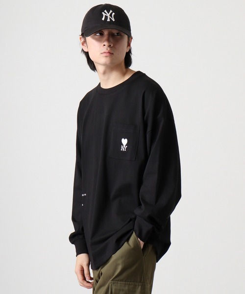FUNALIVE(ファンアライブ)の「ヘビーウエイトワンポイント刺繍ポケ付きロングTシャツ(Tシャツ/カットソー・メンズ・スミクロ/ブラック/ブラック系その他2/ホワイト系その他2/ブラック系その他3/ブルー/ホワイト/ホワイト系その他3・M/LL/L)」の22枚目の写真