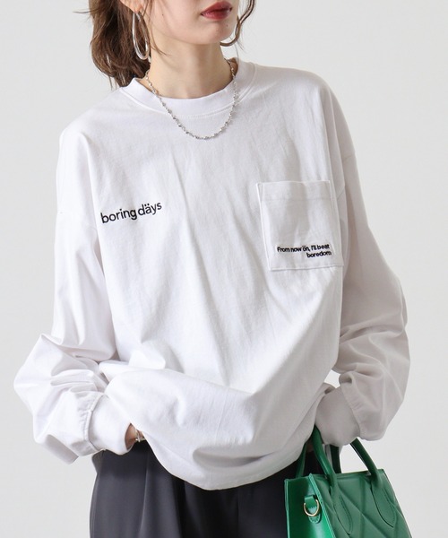 FUNALIVE(ファンアライブ)の「ヘビーウエイトワンポイント刺繍ポケ付きロングTシャツ(Tシャツ/カットソー・メンズ・スミクロ/ブラック/ブラック系その他2/ホワイト系その他2/ブラック系その他3/ブルー/ホワイト/ホワイト系その他3・M/LL/L)」の11枚目の写真