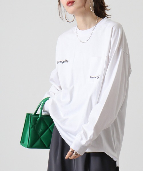 FUNALIVE(ファンアライブ)の「ヘビーウエイトワンポイント刺繍ポケ付きロングTシャツ(Tシャツ/カットソー・メンズ・スミクロ/ブラック/ブラック系その他2/ホワイト系その他2/ブラック系その他3/ブルー/ホワイト/ホワイト系その他3・M/LL/L)」の10枚目の写真