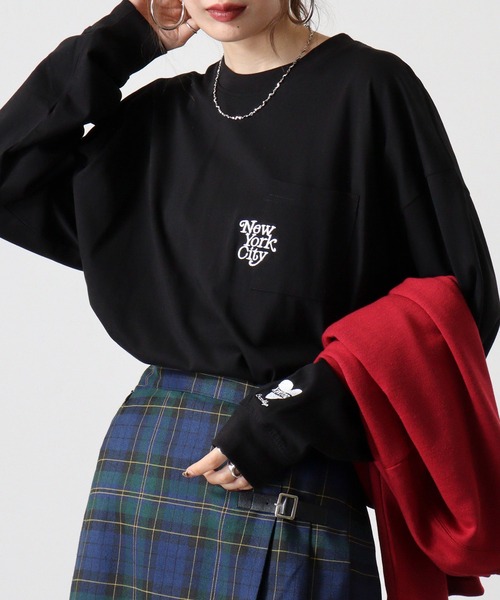FUNALIVE(ファンアライブ)の「ヘビーウエイトワンポイント刺繍ポケ付きロングTシャツ(Tシャツ/カットソー・メンズ・スミクロ/ブラック/ブラック系その他2/ホワイト系その他2/ブラック系その他3/ブルー/ホワイト/ホワイト系その他3・M/LL/L)」の13枚目の写真