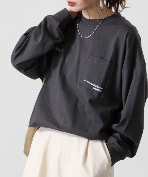 FUNALIVE(ファンアライブ)の「ヘビーウエイトワンポイント刺繍ポケ付きロングTシャツ(Tシャツ/カットソー・メンズ・スミクロ/ブラック/ブラック系その他2/ホワイト系その他2/ブラック系その他3/ブルー/ホワイト/ホワイト系その他3・M/LL/L)」の17枚目の写真