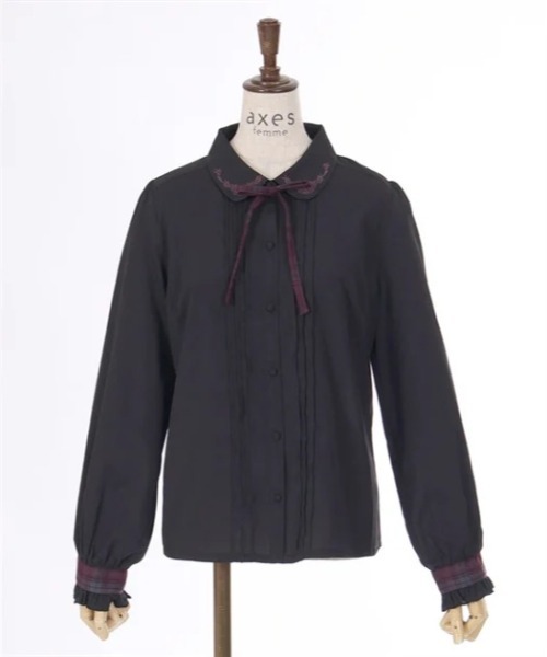 axes femme（アクシーズファム）の「リボンブローチ付き刺繍襟ブラウス（シャツ/ブラウス・レディース・ブラック/ベージュ/キナリ・FREE）」の10枚目の写真