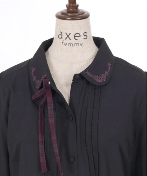 axes femme（アクシーズファム）の「リボンブローチ付き刺繍襟ブラウス（シャツ/ブラウス・レディース・ブラック/ベージュ/キナリ・FREE）」の15枚目の写真