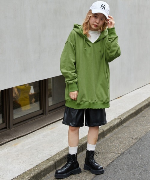 byYOUANCE（バイユアンス）の「ダメージグラフィックパーカー（パーカー・レディース・グリーン/オートミール・FREE）」の7枚目の写真