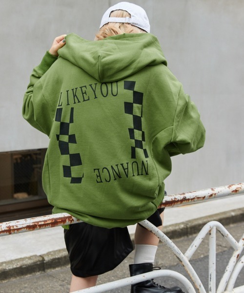 byYOUANCE（バイユアンス）の「ダメージグラフィックパーカー（パーカー・レディース・グリーン/オートミール・FREE）」の9枚目の写真