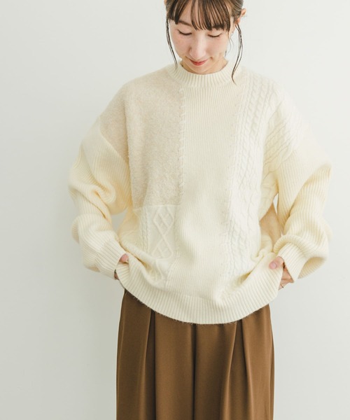 URBAN RESEARCH ITEMS / アーバンリサーチ アイテムズ パッチワーククルーネックニット ITEMS URBANRESEARCH（アイテムズ アーバンリサーチ）の「パッチ