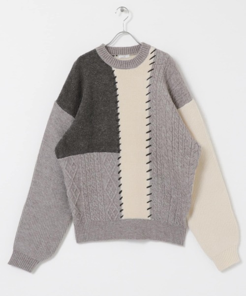 URBAN RESEARCH ITEMS / アーバンリサーチ アイテムズ パッチワーククルーネックニット ITEMS URBANRESEARCH（アイテムズ アーバンリサーチ）の「パッチ