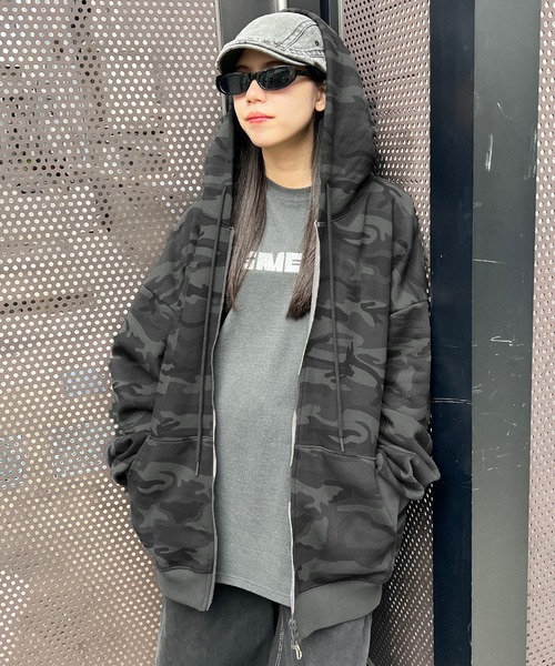 【セール】カモフラダブルZIPビッグパーカー（パーカー）｜Figments（フィグメンツ）