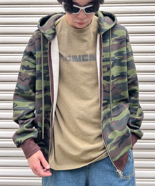 【セール】カモフラダブルZIPビッグパーカー（パーカー）｜Figments（フィグメンツ）