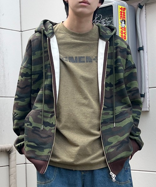 【セール】カモフラダブルZIPビッグパーカー（パーカー）｜Figments（フィグメンツ）