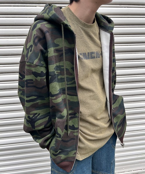 【セール】カモフラダブルZIPビッグパーカー（パーカー）｜Figments（フィグメンツ）