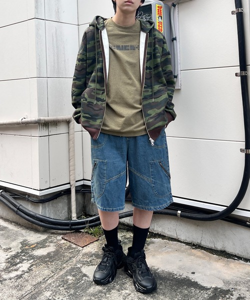 【セール】カモフラダブルZIPビッグパーカー（パーカー）｜Figments（フィグメンツ）