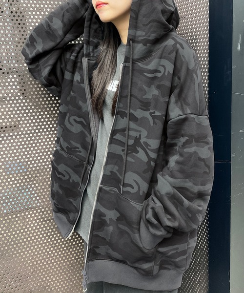 【セール】カモフラダブルZIPビッグパーカー（パーカー）｜Figments（フィグメンツ）