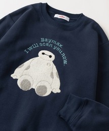 【Disney/ディズニー】アートワークデザイン キャラクターサガラ刺繍 裏起毛 クルーネックスウェット/トレーナー/ビッグシルエット