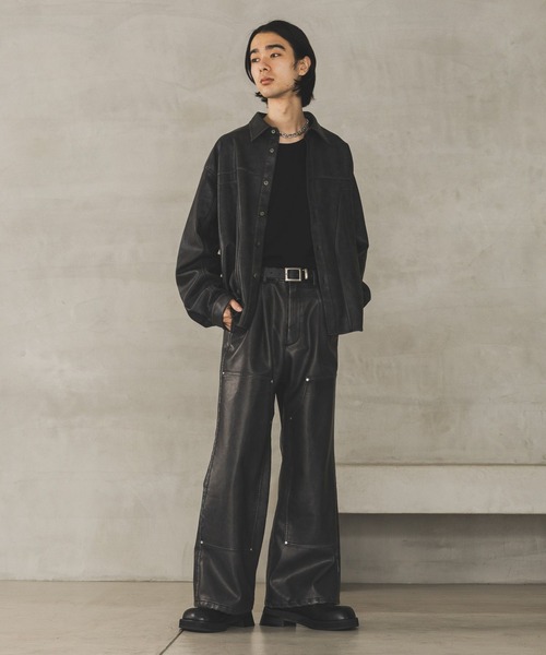 HARE(ハレ)の「【SET UP対応】レザーダブルニーパンツ(HARE)(その他パンツ・メンズ・ブラック系その他/ブラウン系その他・SMALL/MEDIUM)」の4枚目の写真