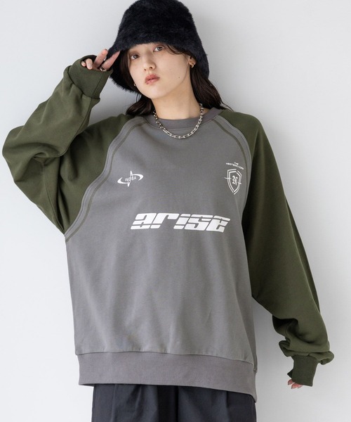 RAGEBLUE（レイジブルー）の「配色ラグラン/ゲームシャツスウェット（スウェット・レディース・ブラック×ホワイト/グレー系・FREE）」の13枚目の写真