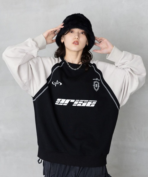 RAGEBLUE（レイジブルー）の「配色ラグラン/ゲームシャツスウェット（スウェット・レディース・ブラック×ホワイト/グレー系・FREE）」の10枚目の写真