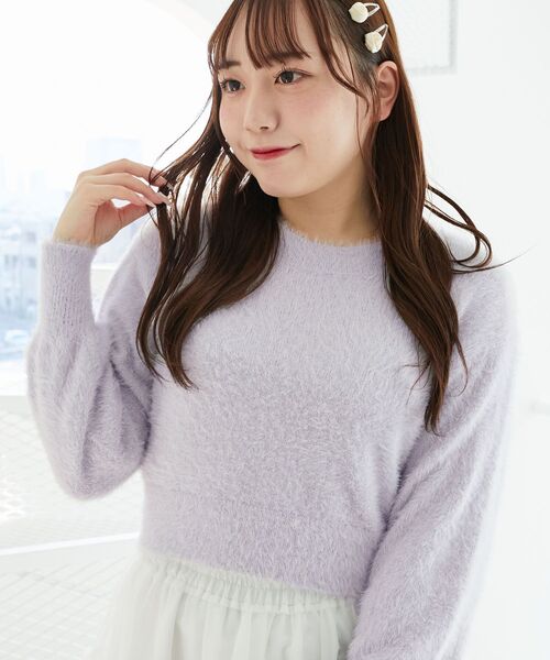 MAJESTIC LEGON(マジェスティックレゴン)の「バックリボンシャギーニット(ニット/セーター・レディース・ラベンダー/アイボリー/ライトグレー/ピンク/チャコールグレー・MEDIUM)」の5枚目の写真