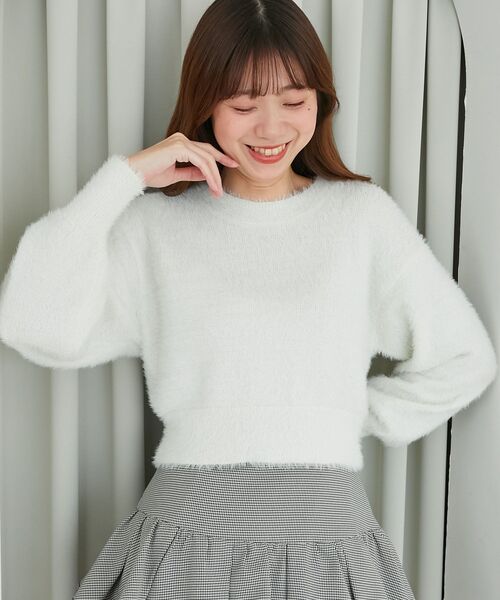 MAJESTIC LEGON(マジェスティックレゴン)の「バックリボンシャギーニット(ニット/セーター・レディース・ラベンダー/アイボリー/ライトグレー/ピンク/チャコールグレー・MEDIUM)」の10枚目の写真