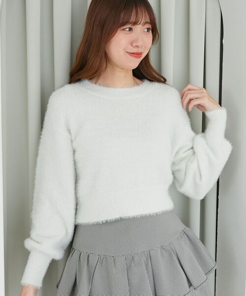 MAJESTIC LEGON(マジェスティックレゴン)の「バックリボンシャギーニット(ニット/セーター・レディース・ラベンダー/アイボリー/ライトグレー/ピンク/チャコールグレー・MEDIUM)」の11枚目の写真