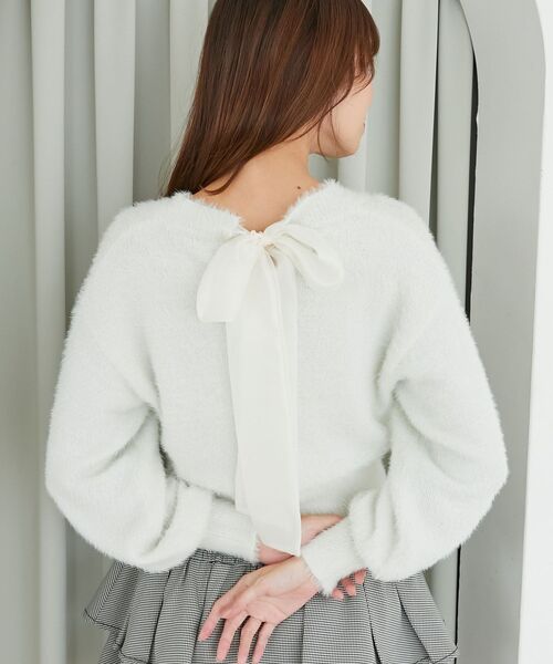MAJESTIC LEGON(マジェスティックレゴン)の「バックリボンシャギーニット(ニット/セーター・レディース・ラベンダー/アイボリー/ライトグレー/ピンク/チャコールグレー・MEDIUM)」の13枚目の写真