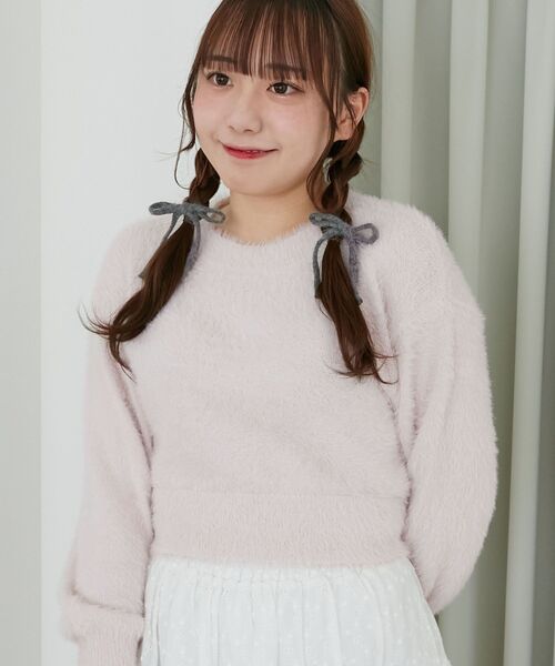 MAJESTIC LEGON(マジェスティックレゴン)の「バックリボンシャギーニット(ニット/セーター・レディース・ラベンダー/アイボリー/ライトグレー/ピンク/チャコールグレー・MEDIUM)」の18枚目の写真
