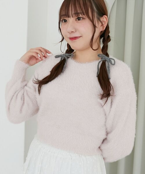 MAJESTIC LEGON(マジェスティックレゴン)の「バックリボンシャギーニット(ニット/セーター・レディース・ラベンダー/アイボリー/ライトグレー/ピンク/チャコールグレー・MEDIUM)」の19枚目の写真