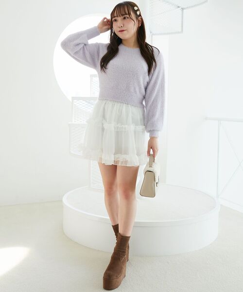 MAJESTIC LEGON(マジェスティックレゴン)の「バックリボンシャギーニット(ニット/セーター・レディース・ラベンダー/アイボリー/ライトグレー/ピンク/チャコールグレー・MEDIUM)」の22枚目の写真