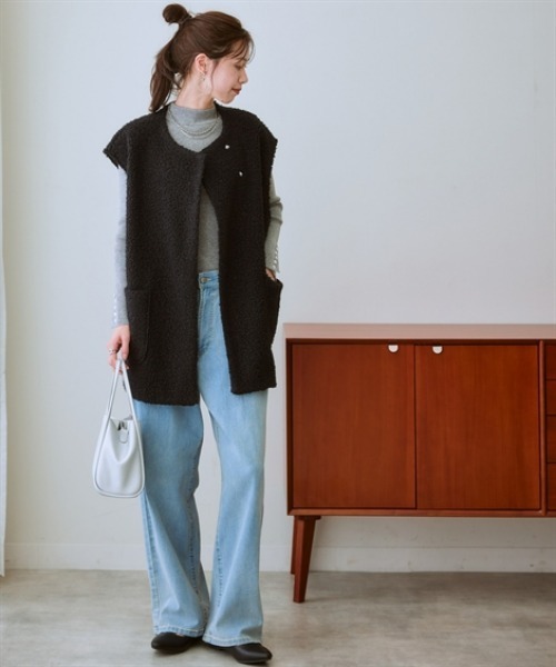 nissen（ニッセン）の「ブークレーリングジレベスト（ベスト・レディース・ブラック/アイボリー・LL/L/M/S/3L）」の6枚目の写真