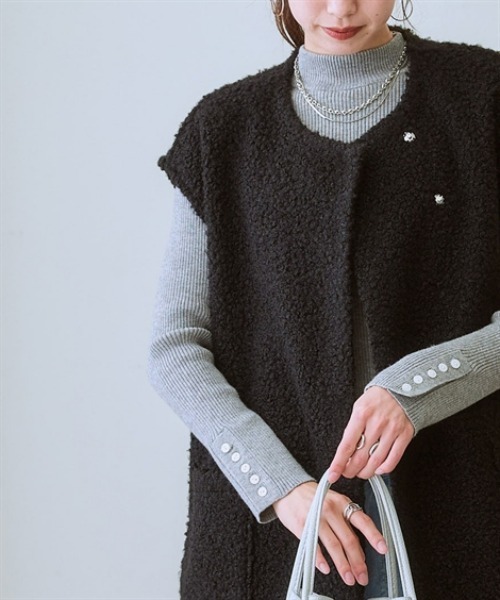 nissen（ニッセン）の「ブークレーリングジレベスト（ベスト・レディース・ブラック/アイボリー・LL/L/M/S/3L）」の7枚目の写真