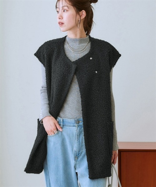 nissen（ニッセン）の「ブークレーリングジレベスト（ベスト・レディース・ブラック/アイボリー・LL/L/M/S/3L）」の10枚目の写真