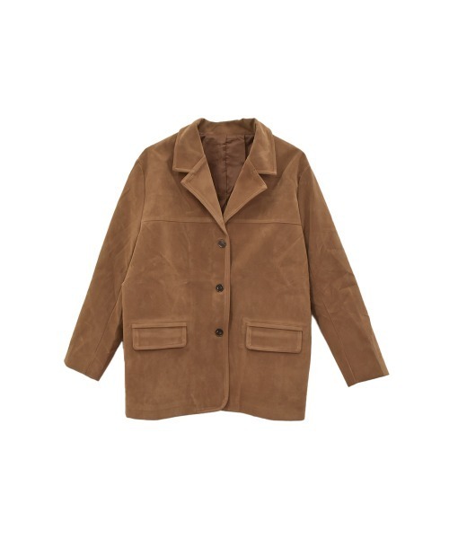 Reurie'（レウリィ）の「【HIT ITEM!】スウェードテーラードジャケット / 長袖 襟付き きれいめ 大人カジュアル オフィス シンプル ベーシック 秋冬 ブラウン キャメル モカ（テーラードジャケット・レディース・ブラウン/キャメル・FREE）」の5枚目の写真