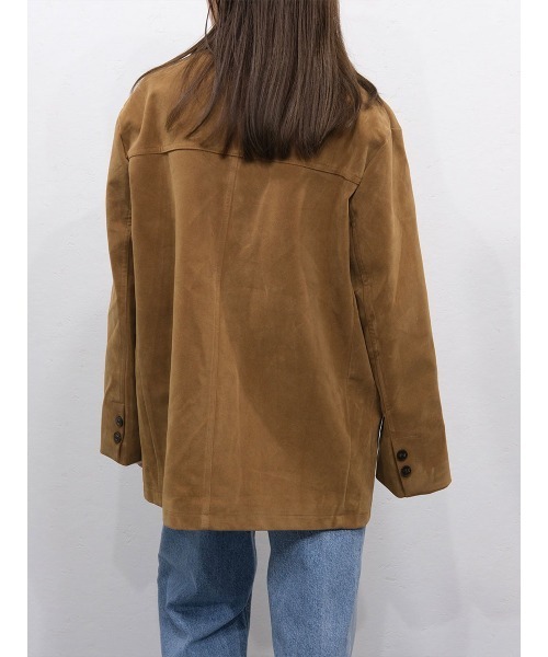 Reurie'（レウリィ）の「【HIT ITEM!】スウェードテーラードジャケット / 長袖 襟付き きれいめ 大人カジュアル オフィス シンプル ベーシック 秋冬 ブラウン キャメル モカ（テーラードジャケット・レディース・ブラウン/キャメル・FREE）」の8枚目の写真