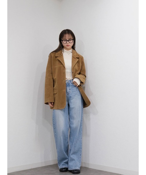 Reurie'（レウリィ）の「【HIT ITEM!】スウェードテーラードジャケット / 長袖 襟付き きれいめ 大人カジュアル オフィス シンプル ベーシック 秋冬 ブラウン キャメル モカ（テーラードジャケット・レディース・ブラウン/キャメル・FREE）」の10枚目の写真