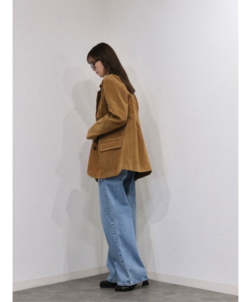 Reurie'（レウリィ）の「【HIT ITEM!】スウェードテーラードジャケット / 長袖 襟付き きれいめ 大人カジュアル オフィス シンプル ベーシック 秋冬 ブラウン キャメル モカ（テーラードジャケット・レディース・ブラウン/キャメル・FREE）」の11枚目の写真